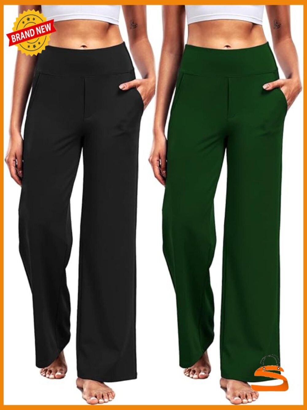 High Waist Wide Leg Yoga Pants with Pockets Stretch Dress Casual Sweatpants